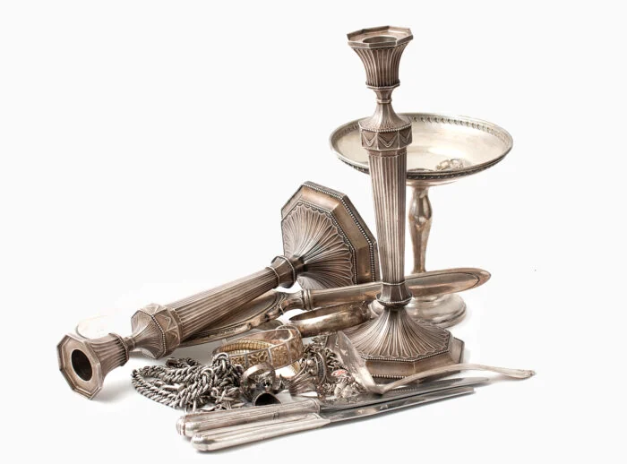 A selection of silverware and silver objects
